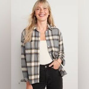 Cropped Plaid Flannel Boyfriend Shirt